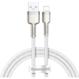 Baseus Cablu de date si incarcare BASEUS Cafule Metal CALJK-A02, USB - Lightning, 20W, 1m, Alb - IT-Fashion.ro