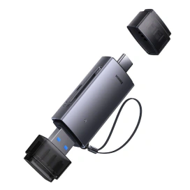Baseus Card reader BASEUS Lite WKQX060113, SD, microSD, Dual USB-C si USB-A 3.0, Gri - IT-Fashion.ro