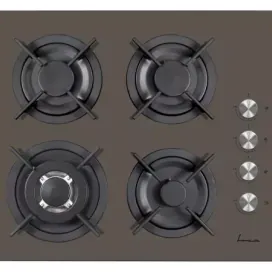 FRAM Plita incorporabila FRAM FBH-V4IWF-GMK, 4 zone de gatit, Gaz, Wok, Gratar fonta, Control lateral, Sistem siguranta, Aprindere electrica, 65x52 cm, Sticla Cafeniu Mink - IT-Fashion.ro