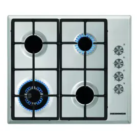 HEINNER Plita incorporabila HEINNER HBH-S584WI-IX, 4 arzatoare pe gaz, Aprindere electrica, Gratar fonta, Wok, Inox - IT-Fashion.ro