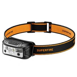 Superfire Lanterna de cap SUPERFIRE HL05-K, 120 lm, 100 m, Autonomie ~4h, 500 mAh, IP44, USB-C, negru - IT-Fashion.ro