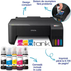 Imprimanta Inkjet Epson EcoTank L1230 C11CJ70402, A4, Color, USB, Negru