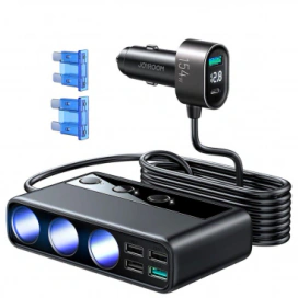 Joyroom Incarcator auto JOYROOM JR-CL06, 154W, 4 x USB-A, 1 x USB-C,  Extensie Bricheta, Negru - IT-Fashion.ro