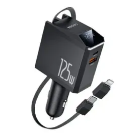 Yesido Incarcator auto YESIDO Y71, Display, 125W, 1 x USB-A, 1 x USB-C, Cu cablu USB-C / Lightning, Black - IT-Fashion.ro