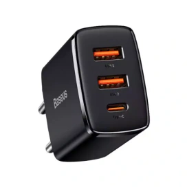 Baseus Incarcator retea BASEUS Compact CCXJ-E01, 30 W, 2 x USB, 1 x USB Type-C, QuickCharge, negru - IT-Fashion.ro