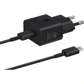 SAMSUNG Incarcator retea SAMSUNG EP-T2510XBEGEU, 1xUSB-C Power Delivery 25W, Cablu inclus 1m, Black - IT-Fashion.ro