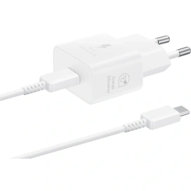 SAMSUNG Incarcator retea SAMSUNG EP-T2510XWEGEU, 1xUSB-C Power Delivery 25W, Cablu inclus 1m, White - IT-Fashion.ro