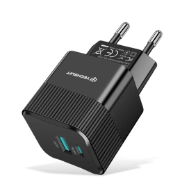 TECHSUIT Incarcator retea TECHSUIT Tiny Series CHPD216, 1 x USB Type-C, 1 x USB, 25W, Black - IT-Fashion.ro