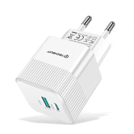 TECHSUIT Incarcator retea TECHSUIT Tiny Series CHPD216, 1 x USB Type-C, 1 x USB, 25W, White - IT-Fashion.ro