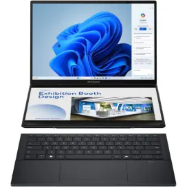 ASUS Laptop ASUS Zenbook DUO UX8406CA-PZ166X, 2 x 14" 3K OLED 120 Hz Touch, Intel® Core™ Ultra 9 285H, 32GB RAM, SSD 1TB, Intel Arc 140T Graphics, Windows 11 Pro, Inkwell Gray - IT-Fashion.ro