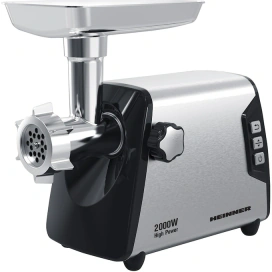 HEINNER Masina de tocat HEINNER HMG-Y2000SS, 3 kg, 2000 W, 3 site de taiere, 2 viteze, Negru/Argintiu - IT-Fashion.ro