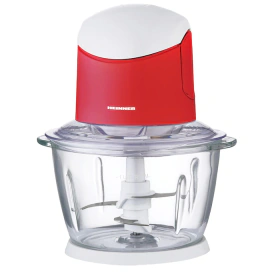 HEINNER Tocator de legume HEINNER HMC-K500WHR, Bol sticla 1L, 500W, 2 cutite din inox, Alb/Rosu - IT-Fashion.ro