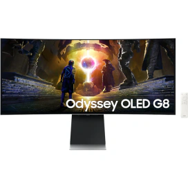SAMSUNG Monitor Gaming LED Curbat SAMSUNG Odyssey G8 G85SD LS34DG850SUXDU, 34 inch QD-OLED, 175 Hz, 0.03 ms, Silver/White - IT-Fashion.ro
