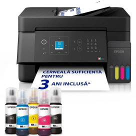 EPSON Multifunctional EPSON EcoTank L5390 C11CL59403, InkJet CISS, Color, Format A4, Wi-Fi, Fax, Negru - IT-Fashion.ro