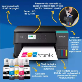 Multifuncțional InkJet Epson EcoTank L6360C11CL42401, Color, A4, Duplex, Wi-Fi, USB și LAN, Negru