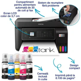 Multifuncționala Inkjet Epson EcoTank L5310C11CJ65412,  CISS, Color, A4, LAN, USB și Wi-Fi, Negru