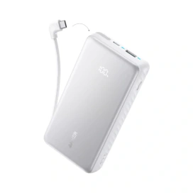 Anker Baterie externa ANKER A110EH21, 20000 mAh, 1x USB, 1x USB-C, 22.5 W, Display, Cablu USB-C integrat, White - IT-Fashion.ro