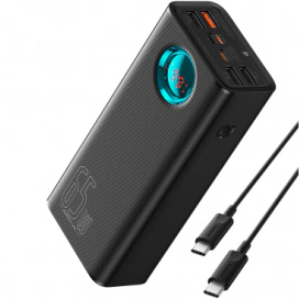 Baseus Baterie Externa BASEUS Amblight Digital Display, 26800mAh, 65W, QC + PD, 1 x USB-C - 4 x USB-A, Black - IT-Fashion.ro