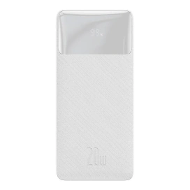 Baseus Baterie externa BASEUS Bipow, 10000 mAh, 2x USB, 1x USB-C, 20W, White - IT-Fashion.ro