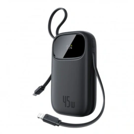 Baseus Baterie Externa BASEUS EnerFill FC31 Qpow 3, 10000mAh, 45W, QC + PD, 1 x Lightning - 1 x USB-A - 2 x USB-C, Black - IT-Fashion.ro