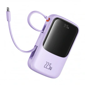 Baseus Baterie Externa BASEUS Qpow Pro+, 10000mAh, 22.5W, QC + PD, 1 x USB-A - 2 x USB-C, Purple - IT-Fashion.ro