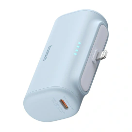 Baseus Powerbank Baseus P10068307313-00, 5000mAh USB-C + Lightning, Light Blue - IT-Fashion.ro