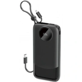 Dudao PowerBank DUDAO K13, 10000 mAh, 22.5W, 1x USB-C, 1 x USB-A, Cablu USB-C si Lightning integrat, Black - IT-Fashion.ro
