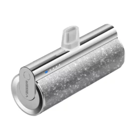 VEGER PowerBank VEGER Lipstick-C W0573, 5000 mAh, USB la USB Type-C, Silver - IT-Fashion.ro