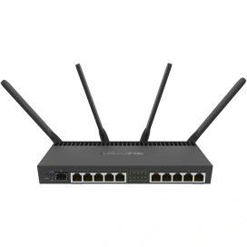 Mikrotik Router 10 x Gigabit, 1 x SFP+ 10Gbps, PoE IN/OUT, RouterOS L5, Wi-Fi, Mikrotik RB4011iGS+5HacQ2HnD-IN, Black - IT-Fashion.ro