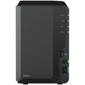 Synology Network Attached Storage SYNOLOGY DS223 cu procesor Realtek RTD1619B 1.7GHz, 2-Bay, 2GB DDR4, Black - IT-Fashion.ro