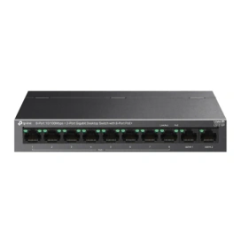 TP-LINK Switch TP-LINK LS1210P, 8-Port Fast Ethernet PoE+ Switch with 2 Gigabit Uplink Ports, 96W, Black - IT-Fashion.ro