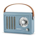 ELECTROMURES Radio portabil Electromures EM 1006, FM, 5 W, alimentare acumulator, Bluetooth, USB, Aux in, design retro, albastru - IT-Fashion.ro