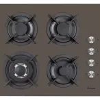 FRAM Plita incorporabila FRAM FBH-V4IWF-GMK, 4 zone de gatit, Gaz, Wok, Gratar fonta, Control lateral, Sistem siguranta, Aprindere electrica, 65x52 cm, Sticla Cafeniu Mink - IT-Fashion.ro