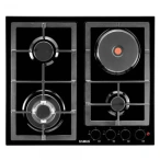 Samus Plita incorporabila mixta SAMUS PSGE-63SB1, 3 arzatoare gaz + 1 electric, aprindere electrica, gratar fonta, negru - IT-Fashion.ro
