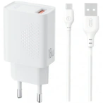 XO Incarcator retea XO Design L159, 18W, 1 x USB-A, Cablu micro USB, Alb - IT-Fashion.ro