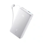 Anker Baterie externa ANKER A110EH21, 20000 mAh, 1x USB, 1x USB-C, 22.5 W, Display, Cablu USB-C integrat, White - IT-Fashion.ro