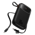 Baseus Baterie externa BASEUS, 10000 mAh, 30 W, Qpow2, Digital Display, 2 x USB Type-C, Black - IT-Fashion.ro