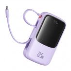 Baseus Baterie Externa BASEUS Qpow Pro+, 10000mAh, 22.5W, QC + PD, 1 x USB-A - 2 x USB-C, Purple - IT-Fashion.ro