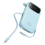 Baseus Baterie externa BASEUS Qpow2, 20000 mAh, 1x USB, 2x USB-C, 22.5 W, Display, Cablu USB-C & Lightning integrat, White - IT-Fashion.ro