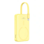 Baseus Baterie Externa Wireless BASEUS Magnetic Mini, 10000mAh, 20W, PD + FQI, 1 x Lightning - 1 x QI - 1 x USB-C, Yellow - IT-Fashion.ro