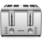 HEINNER Prajitor de paine Heinner HTP-4S1500SS , 1500w, capacitate 4 felii, 7 niveluri de rumenire, Gri - IT-Fashion.ro