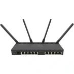 Mikrotik Router 10 x Gigabit, 1 x SFP+ 10Gbps, PoE IN/OUT, RouterOS L5, Wi-Fi, Mikrotik RB4011iGS+5HacQ2HnD-IN, Black - IT-Fashion.ro